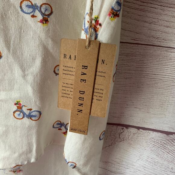 Rae Dunn Women's Linen Bicycle Pattern Button Up Shirt Short Sleeve Collar Large - Picture 12 of 16